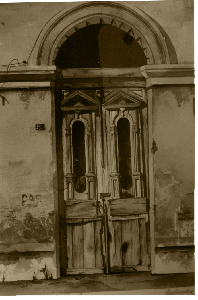 puerta sepia